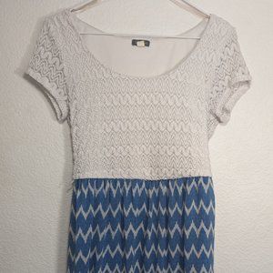 white and light blue dress, S